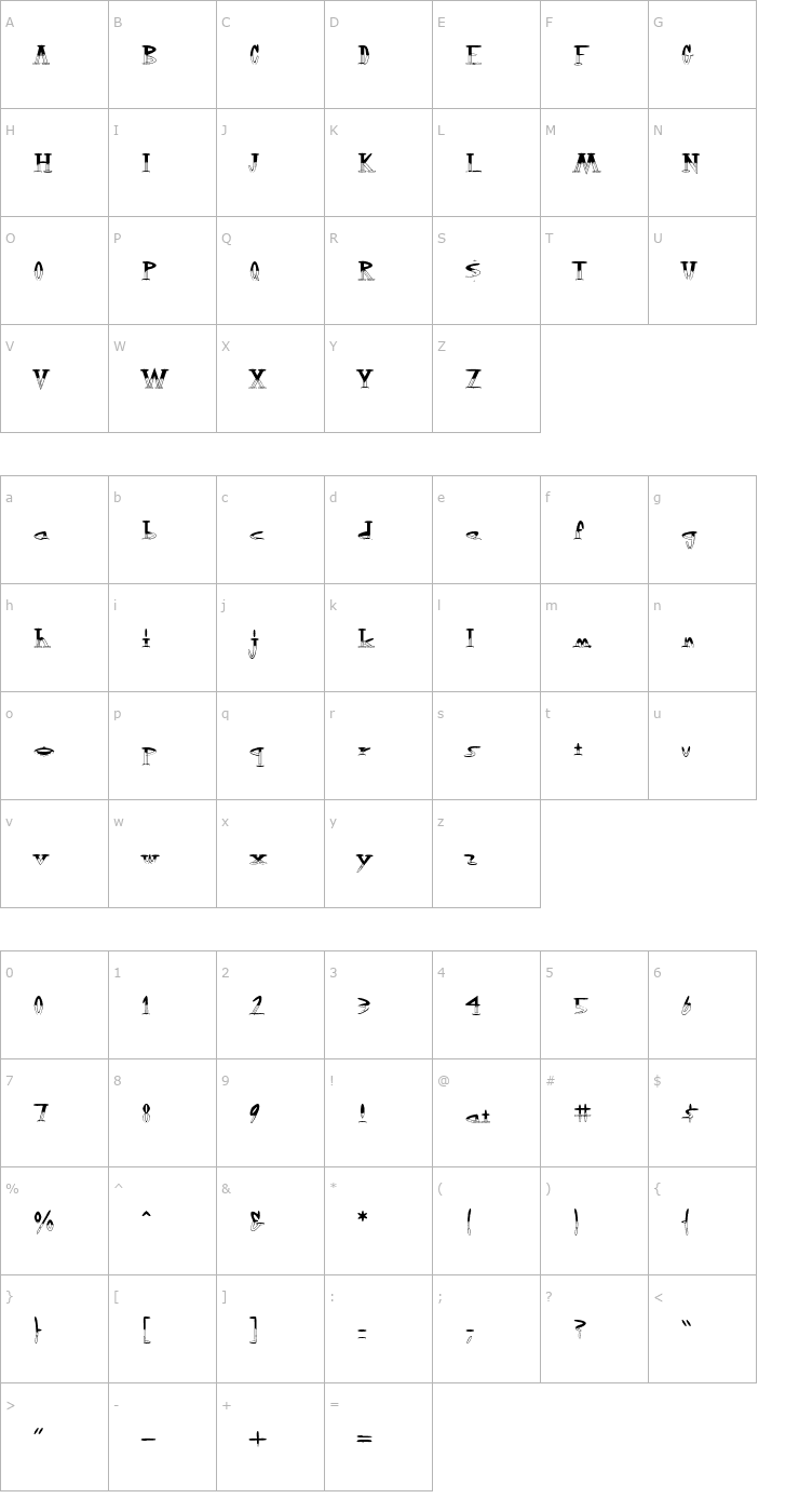 Character Map OutwestHalfEmpty Font