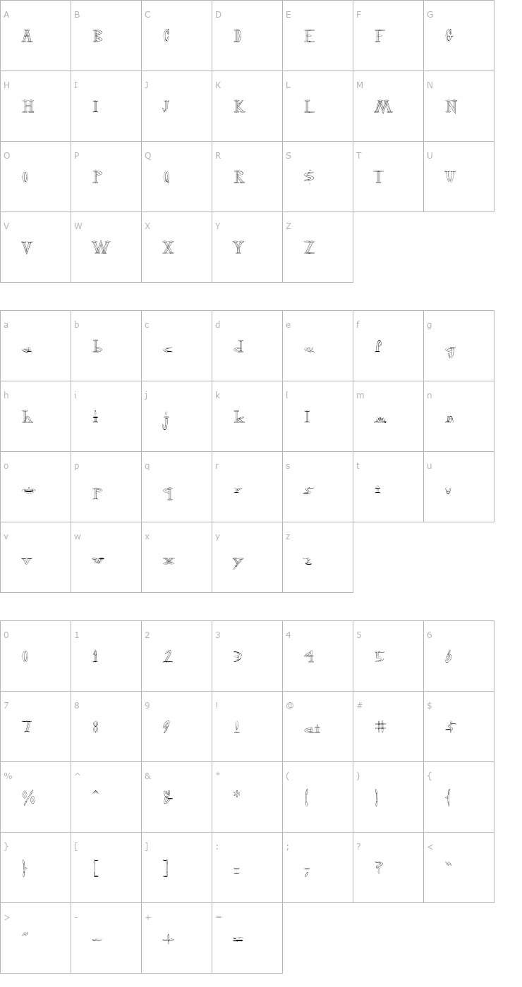 Character Map OutwestLight Font