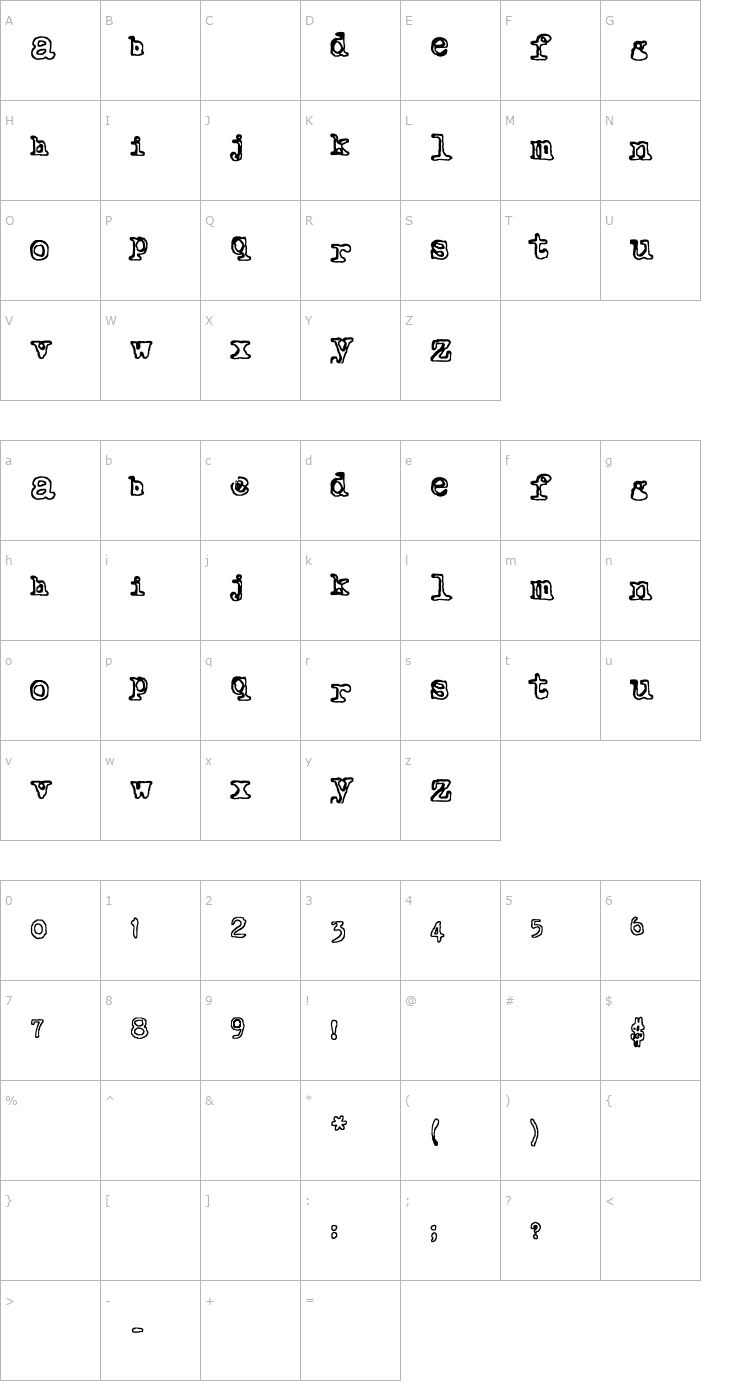 Character Map Outwrite Font