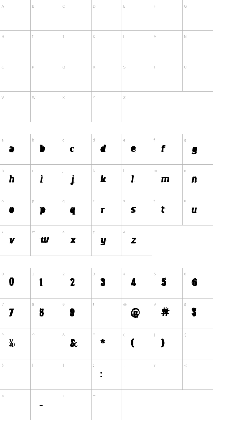 Character Map OverBored Font