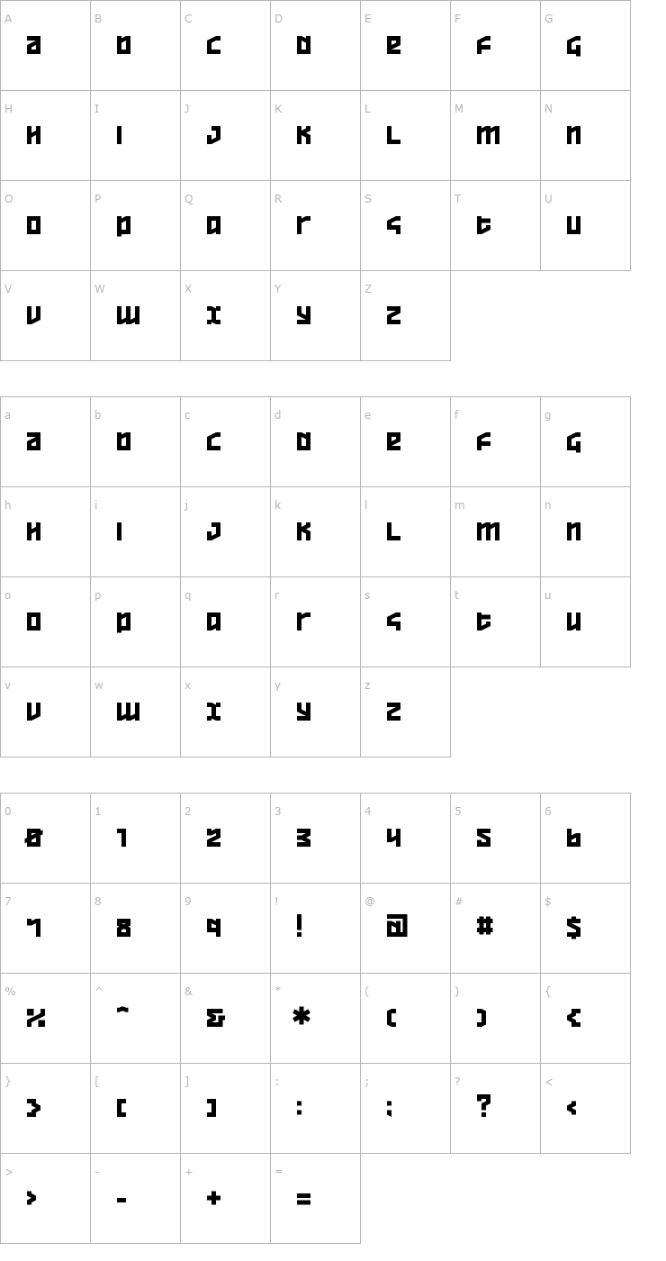 Character Map Overheads Font