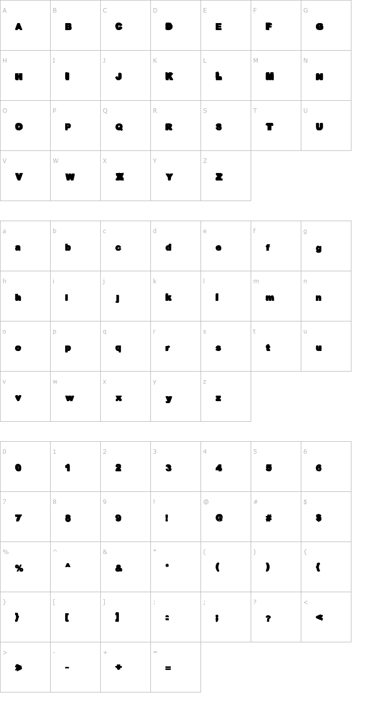 Character Map Overprint Black Font