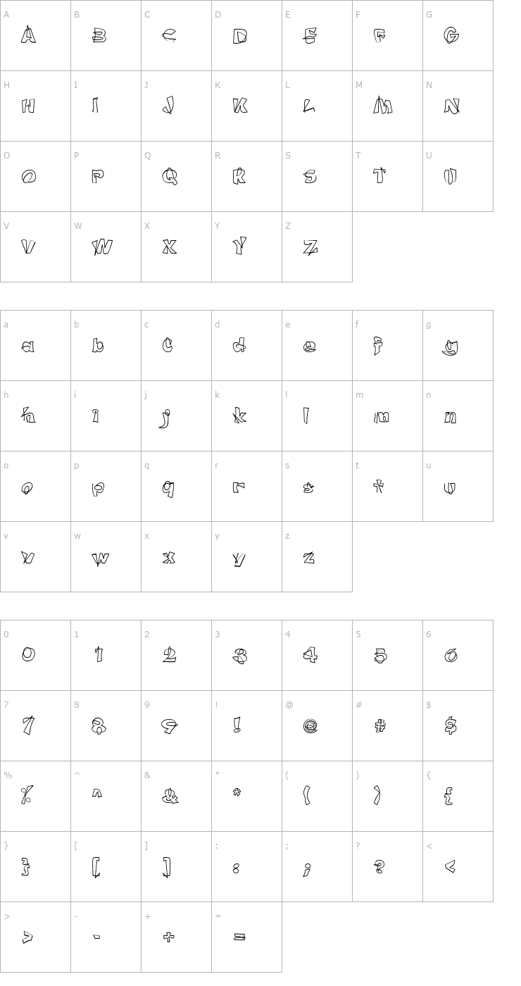 Character Map OWOErratic Font