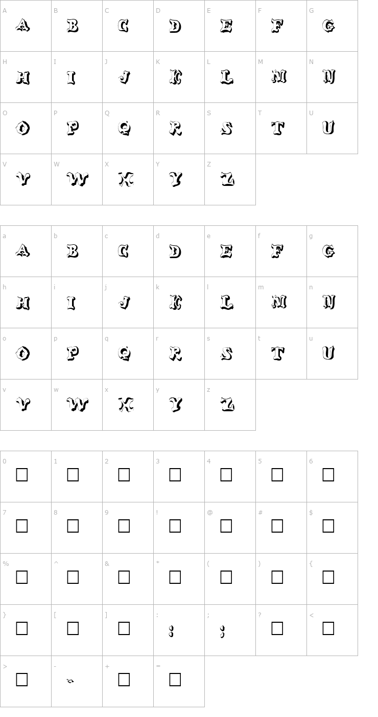 Character Map OxNard Font