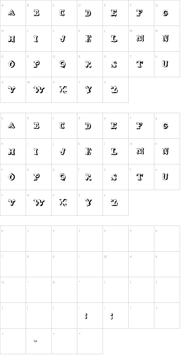 Character Map Oxnard Regular Font