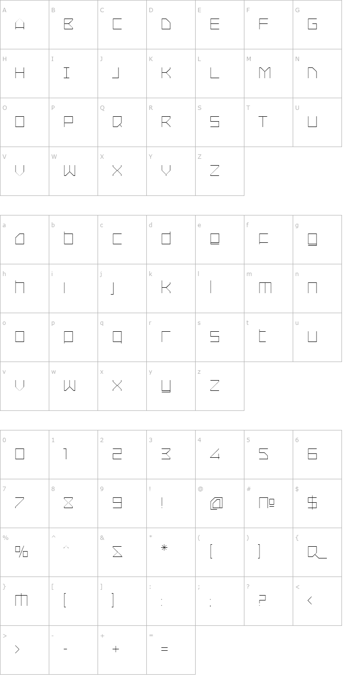 Character Map Oxygen Light Font