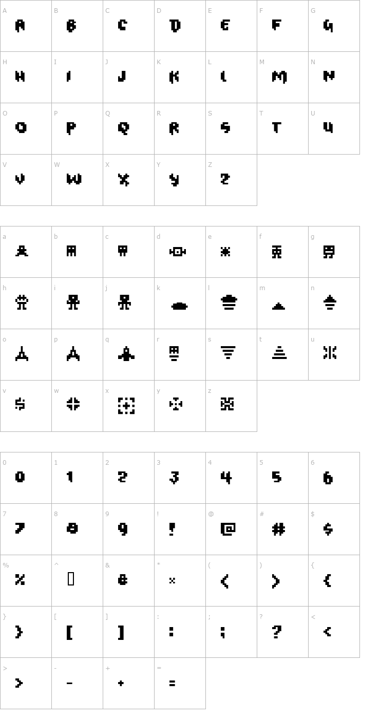 Character Map Oxygene 1 Font