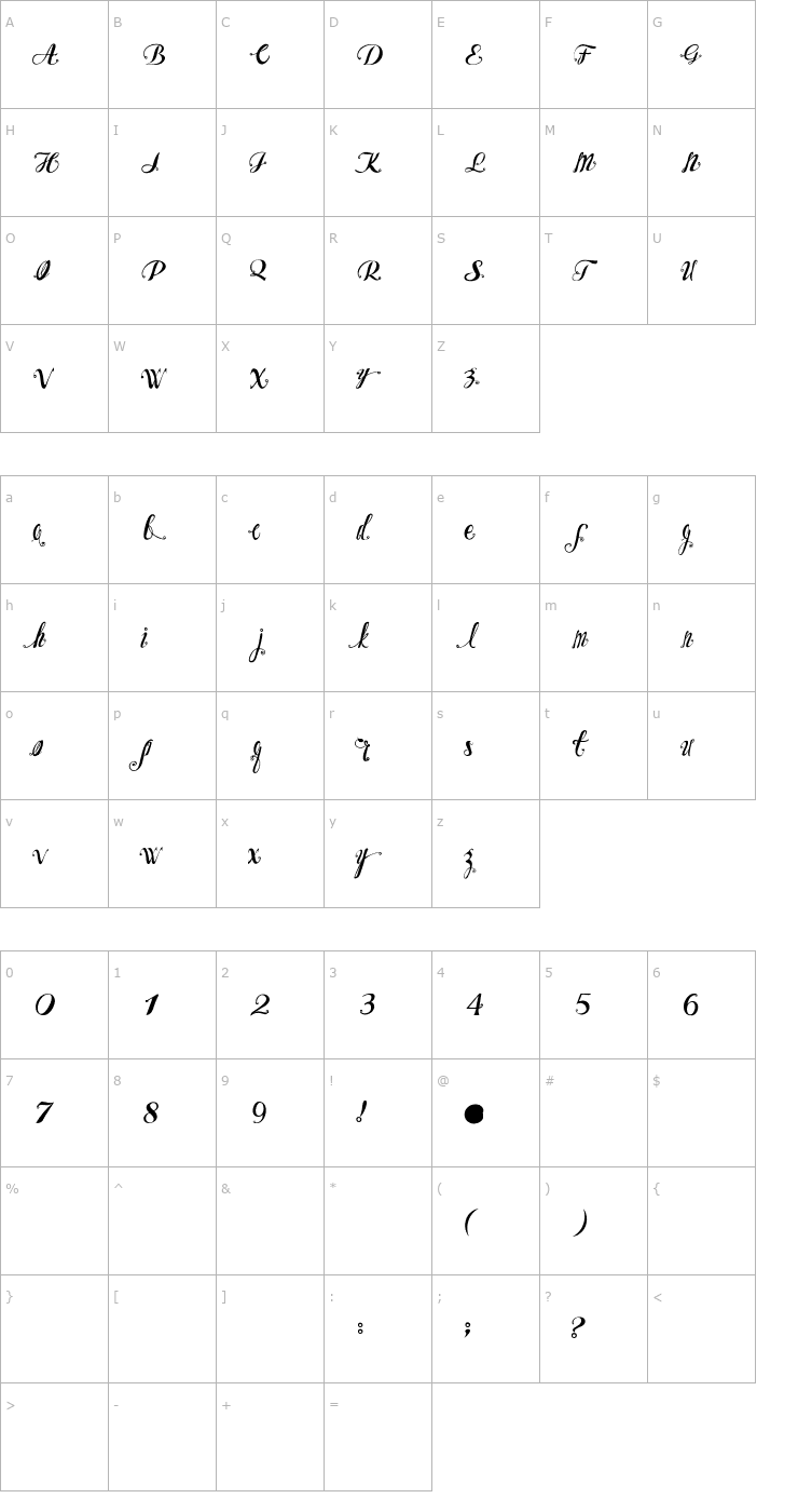 Character Map OZH Font