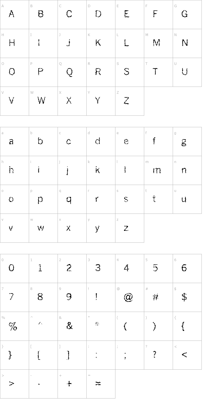 Character Map Ozlo Font