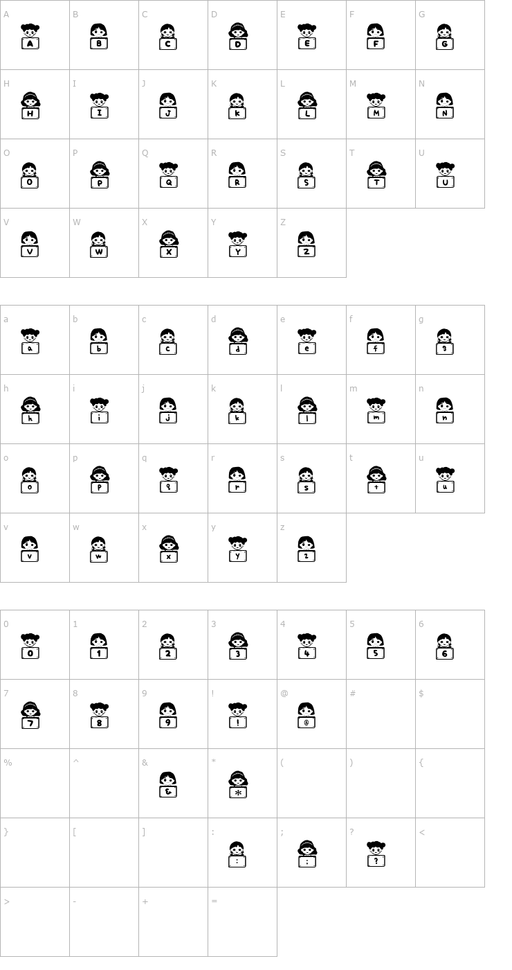 Character Map P-girl Font