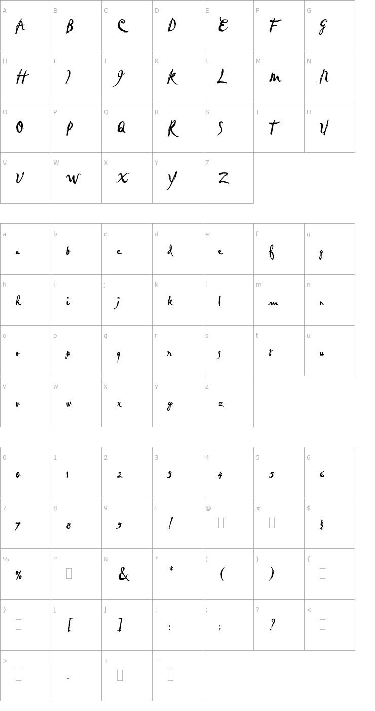 Character Map PabloPlain Font