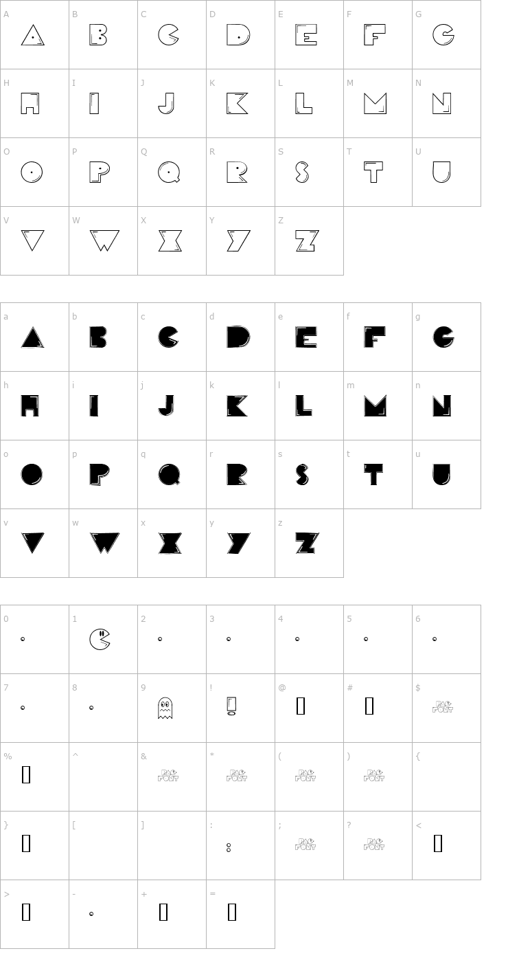 Character Map Pac-Font Font