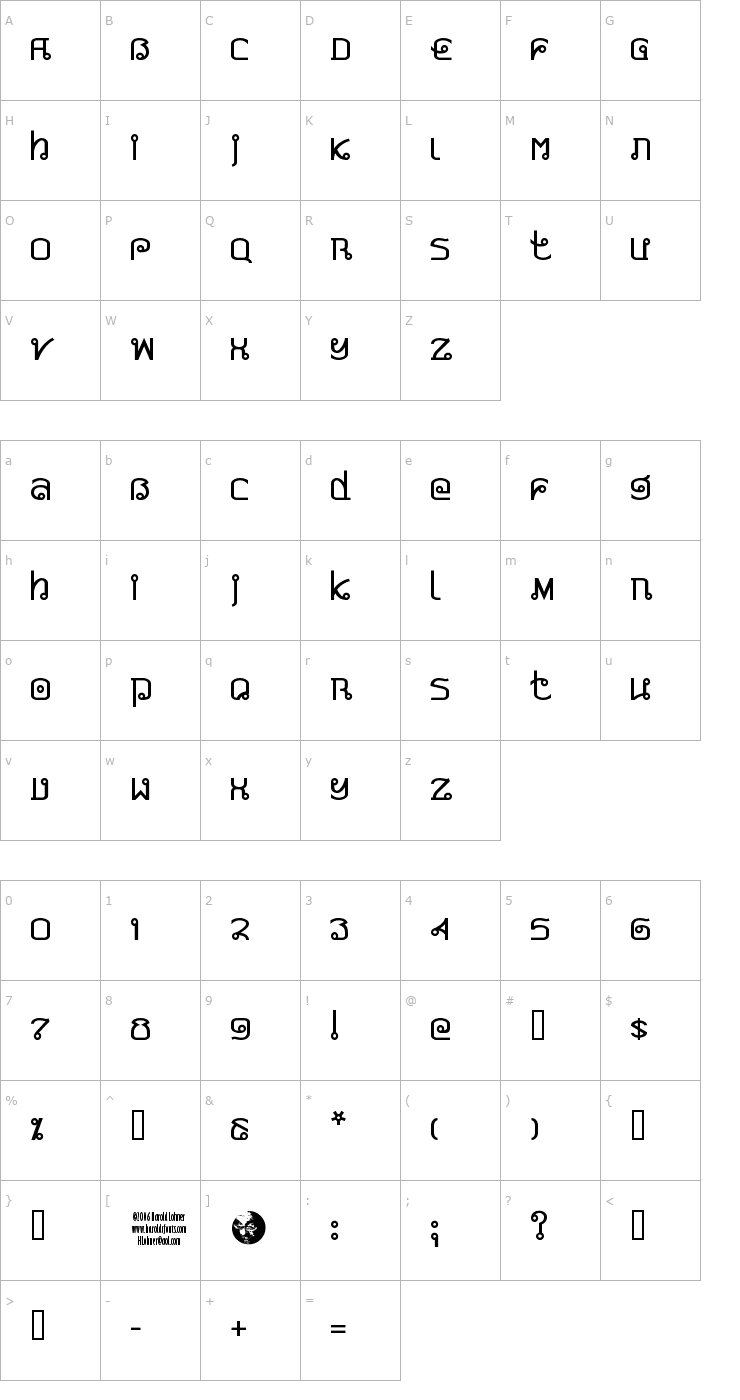 Character Map Pad Thai Font