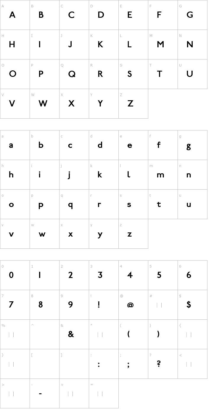 Character Map Paddington Bold Font