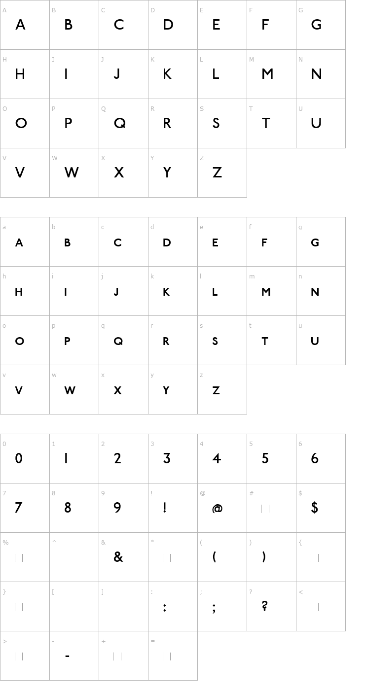Character Map PaddingtonSC Font