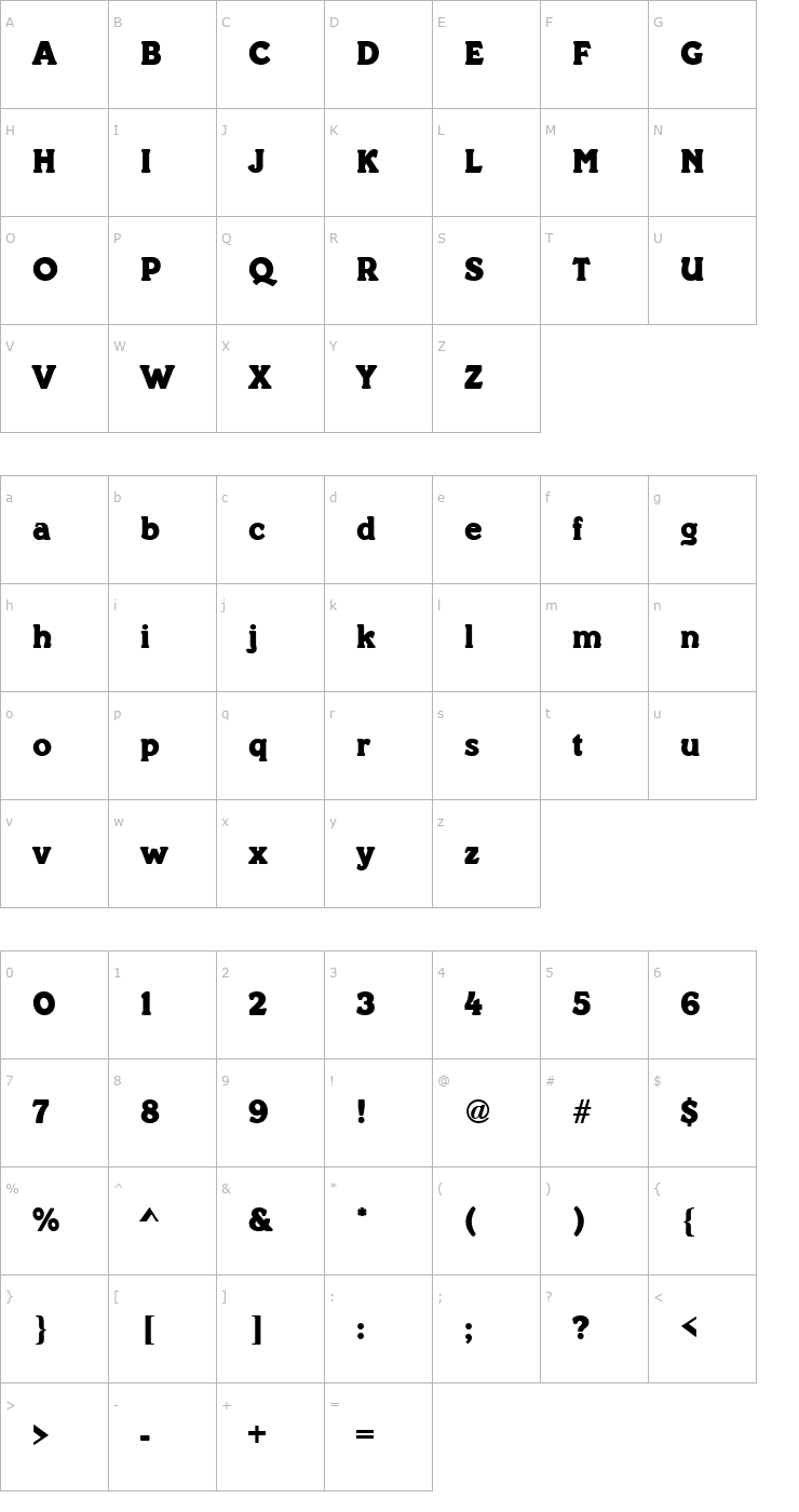 Character Map Paddock Bold Font