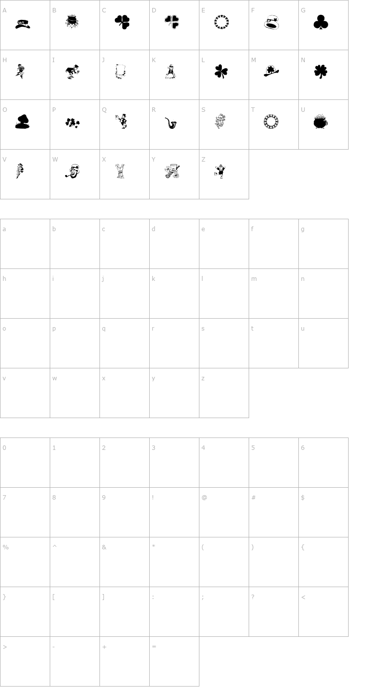 Character Map Paddy1 Font