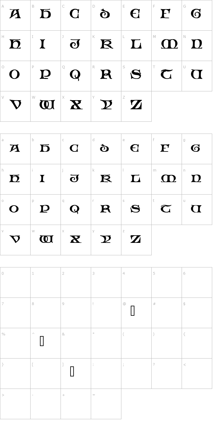 Character Map Padstow Demo Font