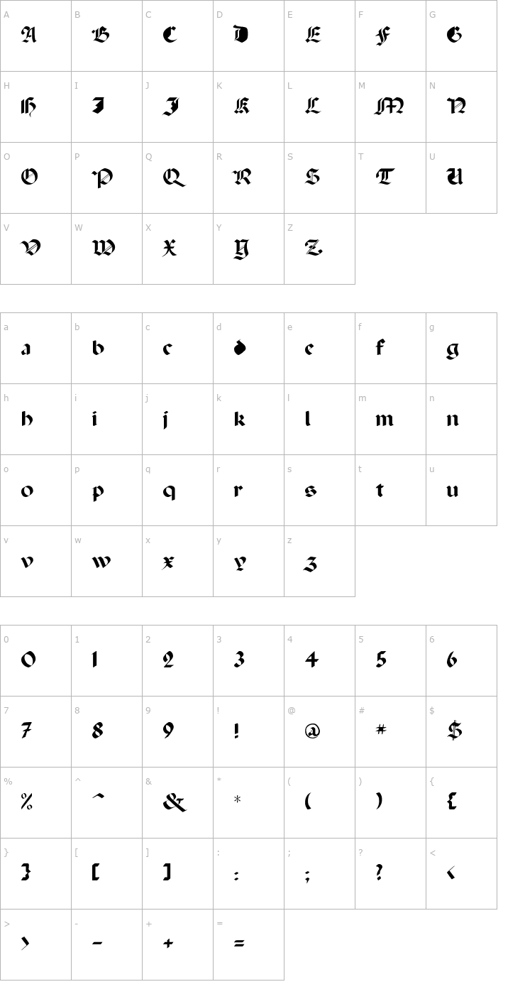 Character Map Paganini Font