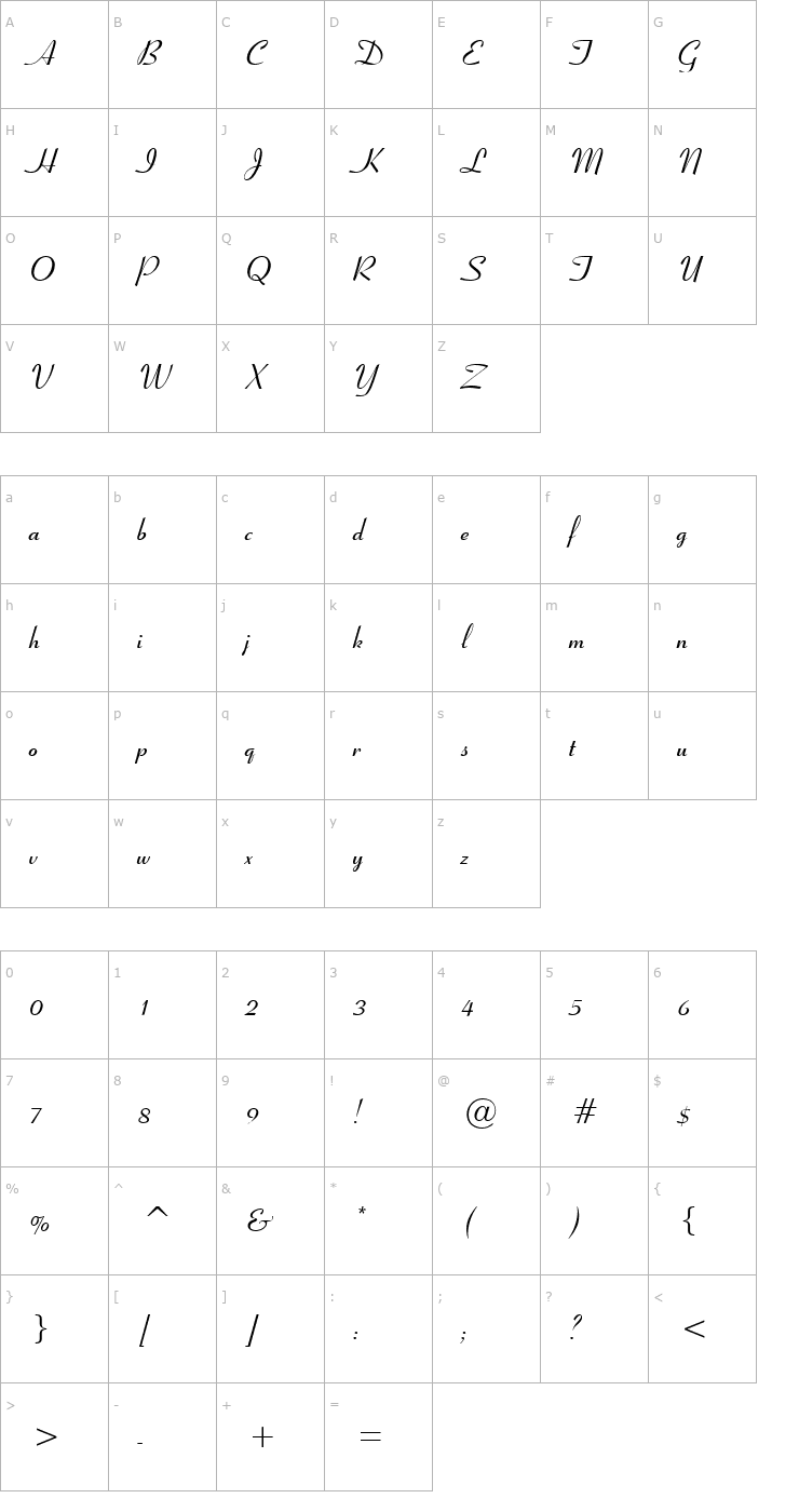Character Map Pageant Font