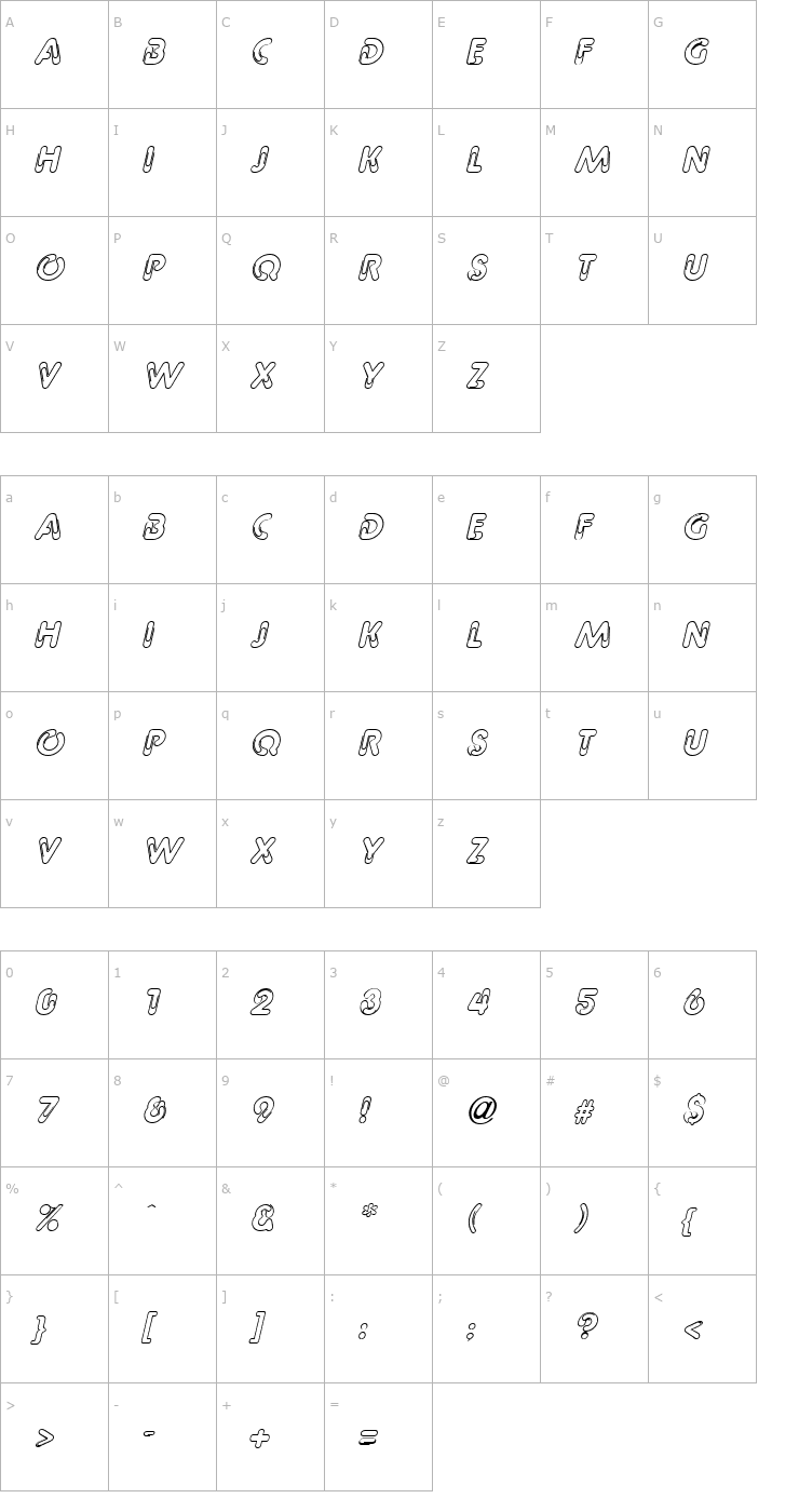 Character Map PageClips Italic Font