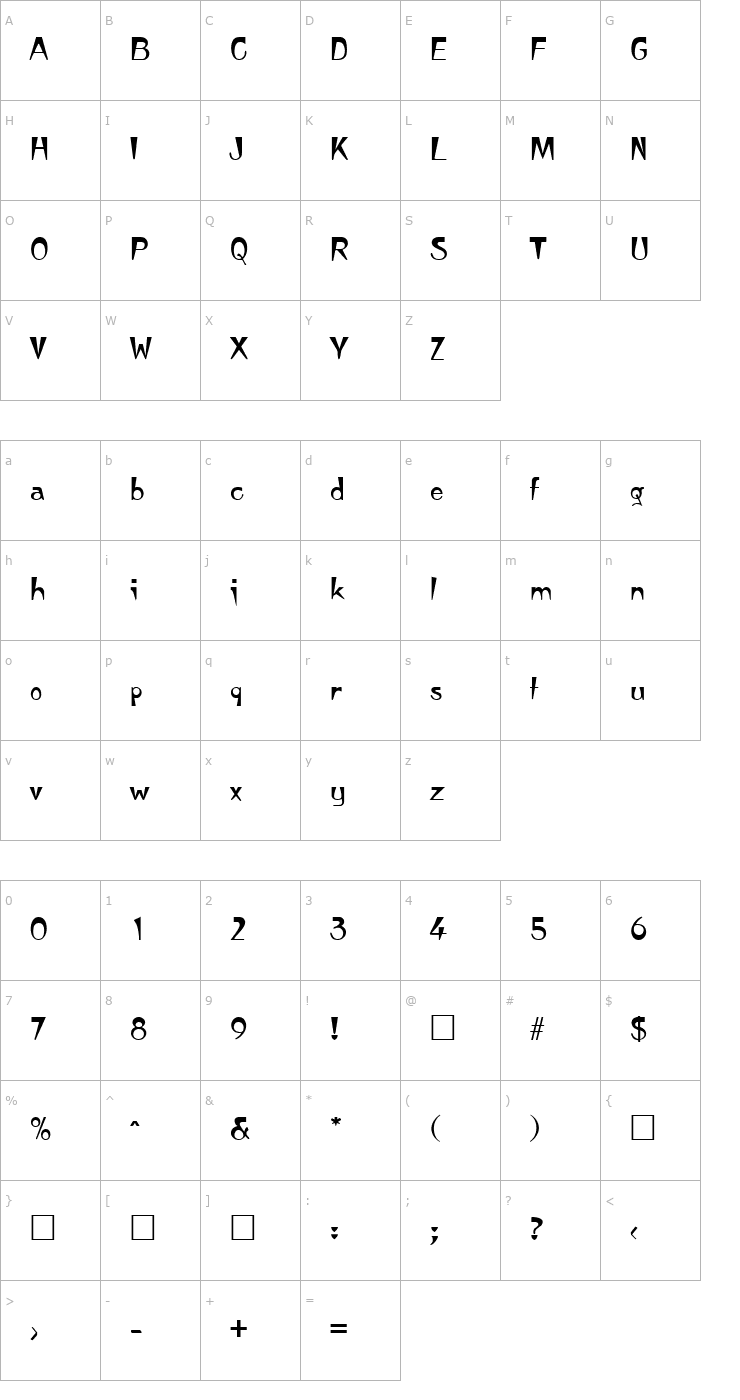 Character Map Pagoda SF Font