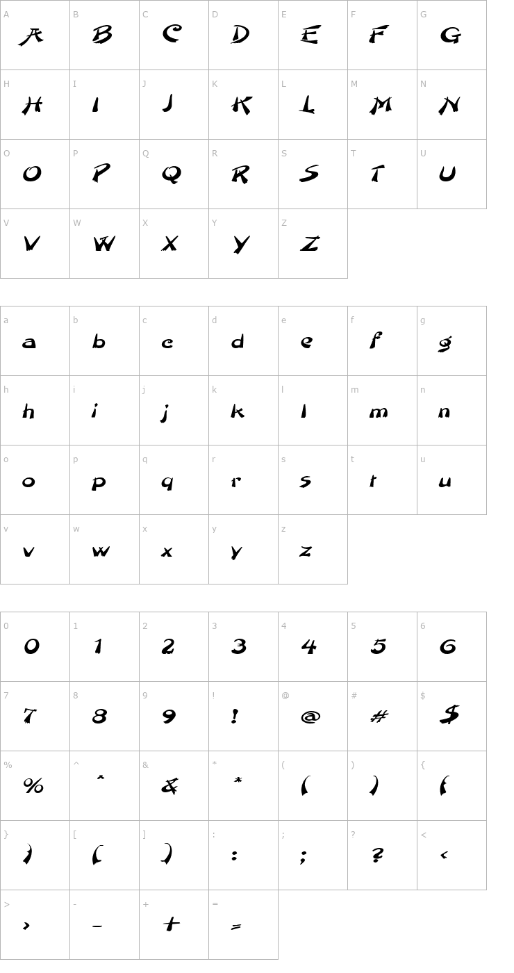 Character Map Paintbrush BoldItalic Font