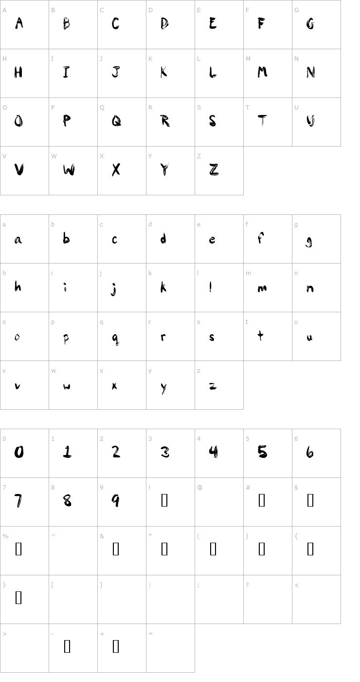 Character Map Painty Paint Font