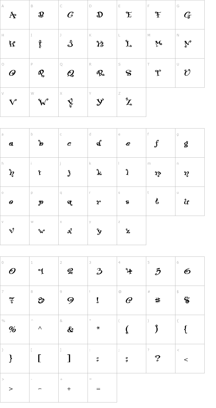 Character Map Paisley ICG 02 Alt Font