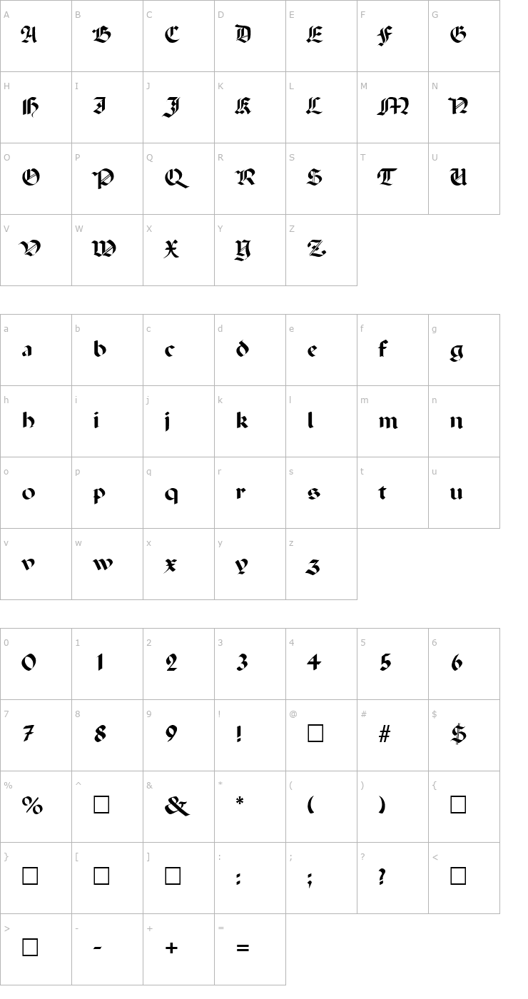 Character Map Paladin Regular Font