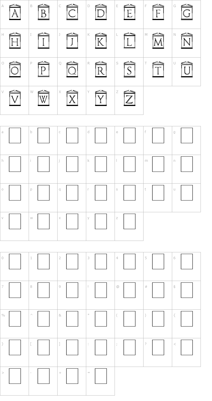 Character Map PaladinCapitals Font