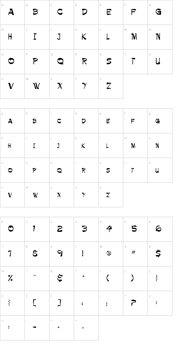Character Map Palamino Normal Font