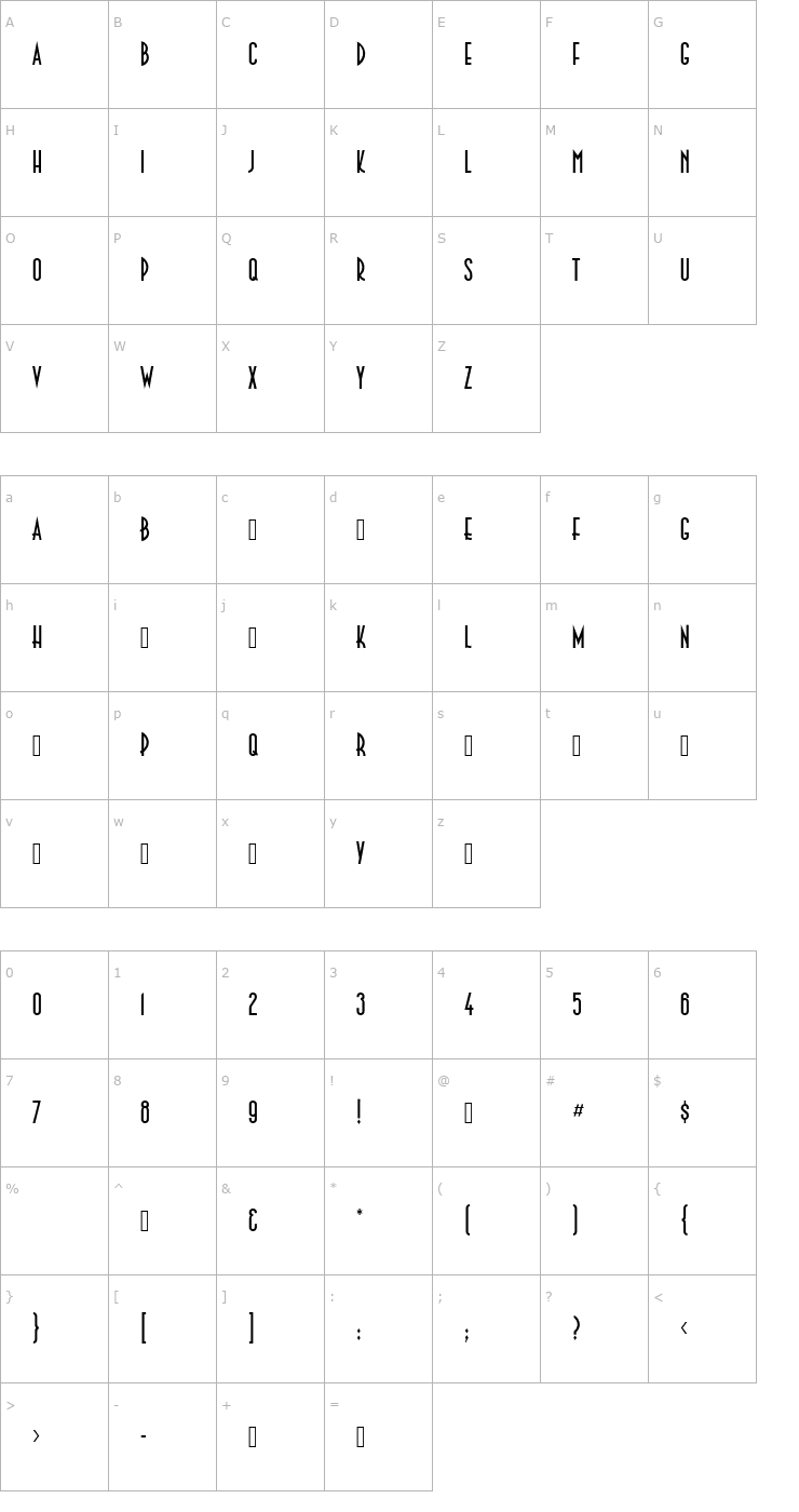 Character Map Paleface-Black Font