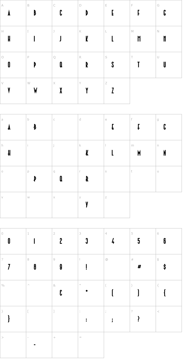 Character Map Paleface-Solid Font