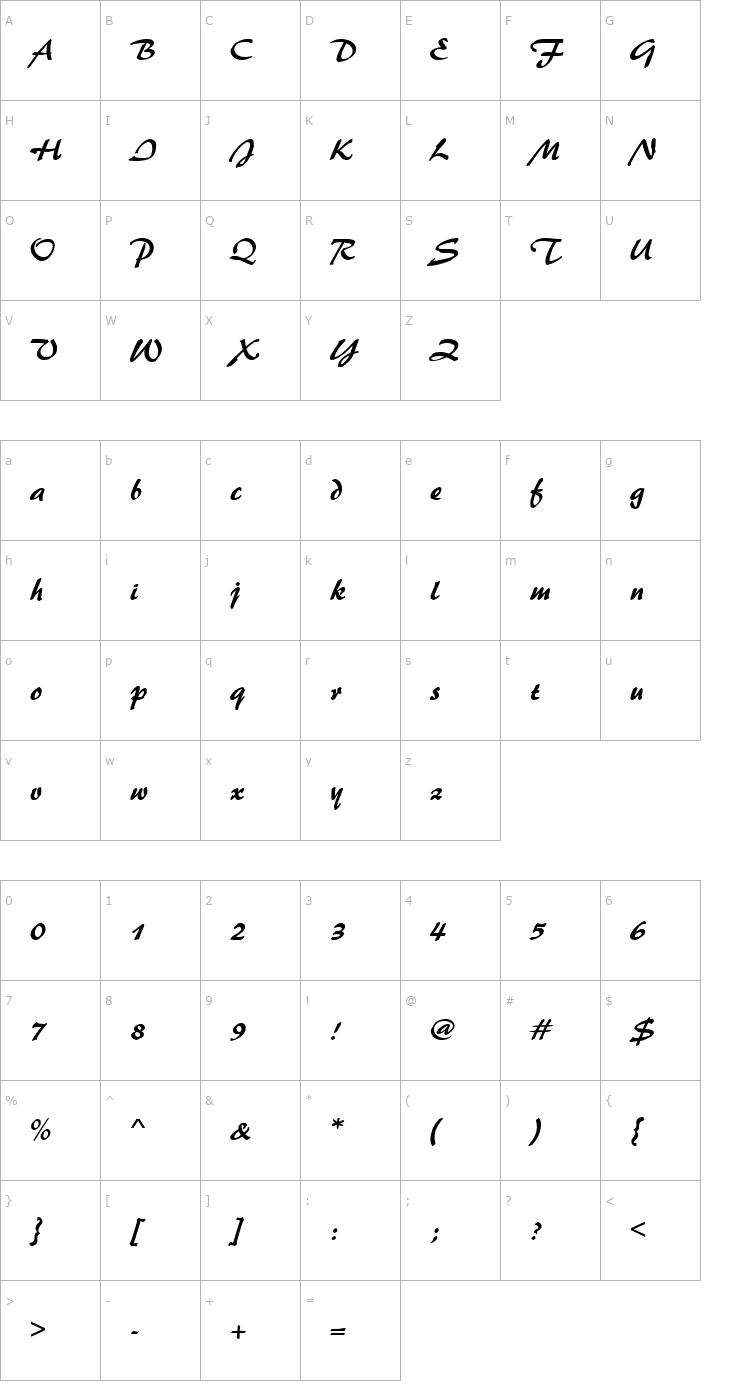 Character Map Palette_Becker Font