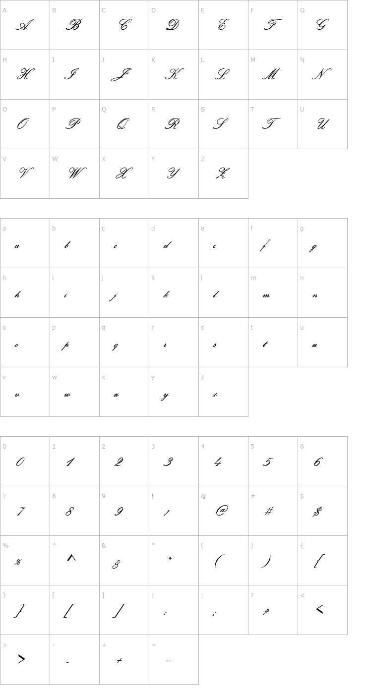 Character Map PallusScript Regular Font