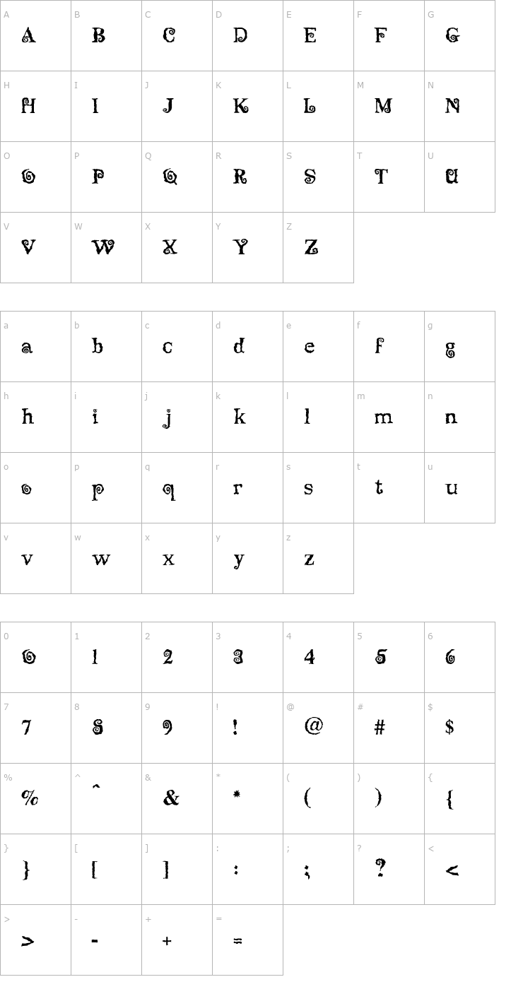 Character Map Palooza Font