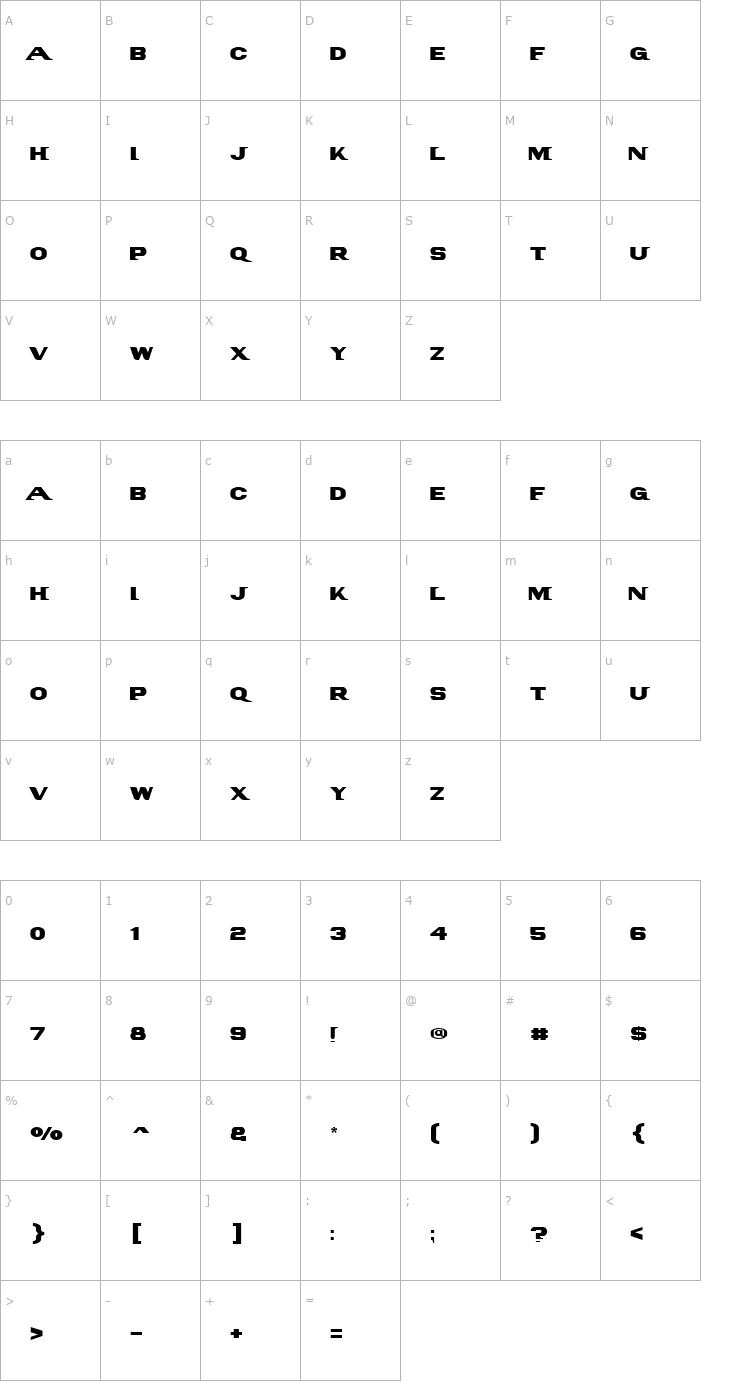 Character Map PanAm LogoText Font