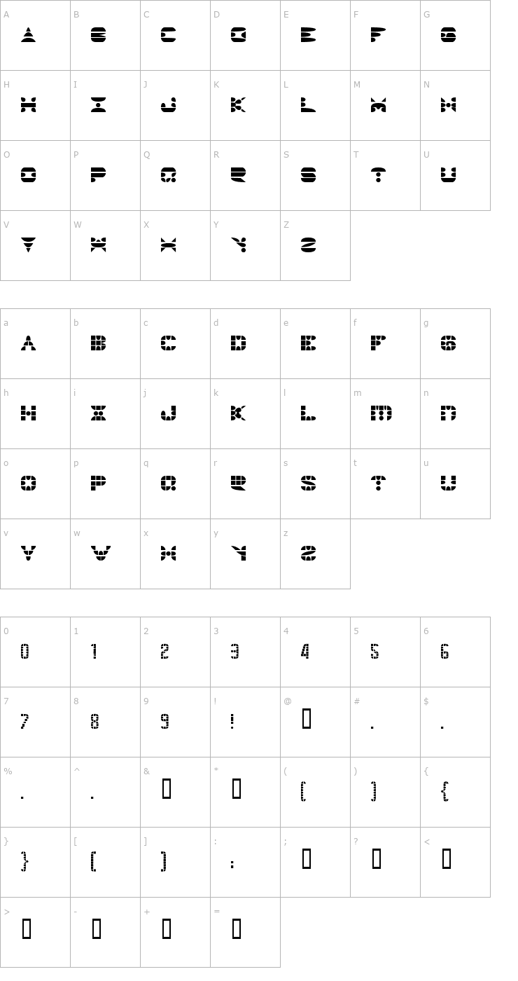 Character Map PANGOTH sharp Font