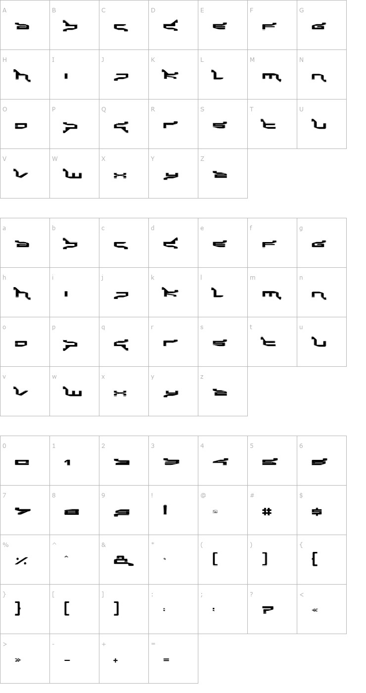 Character Map Panic-Outline Font