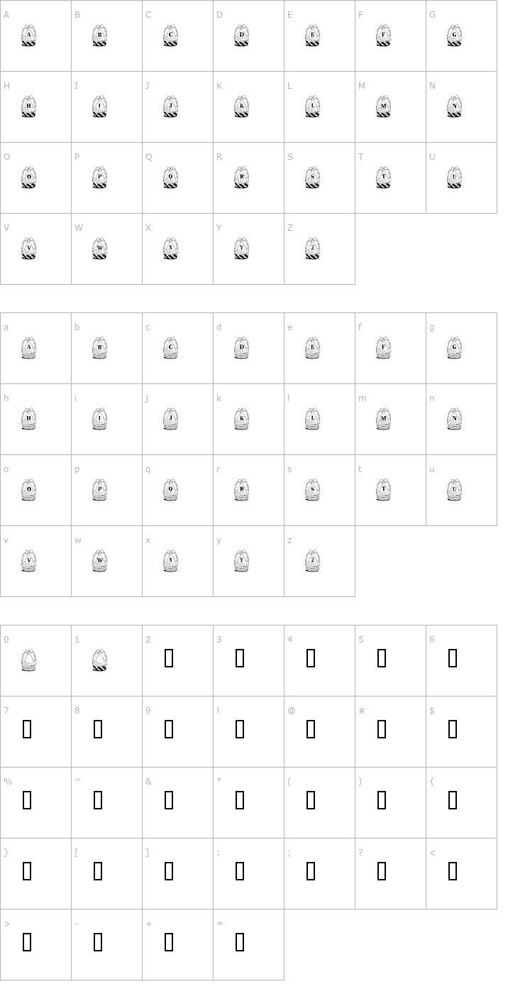 Character Map Panier de Paques Font