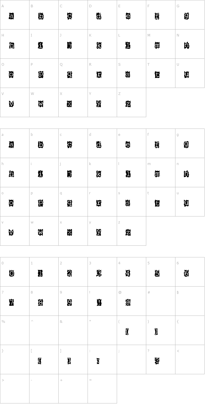 Character Map Paper Cut Font