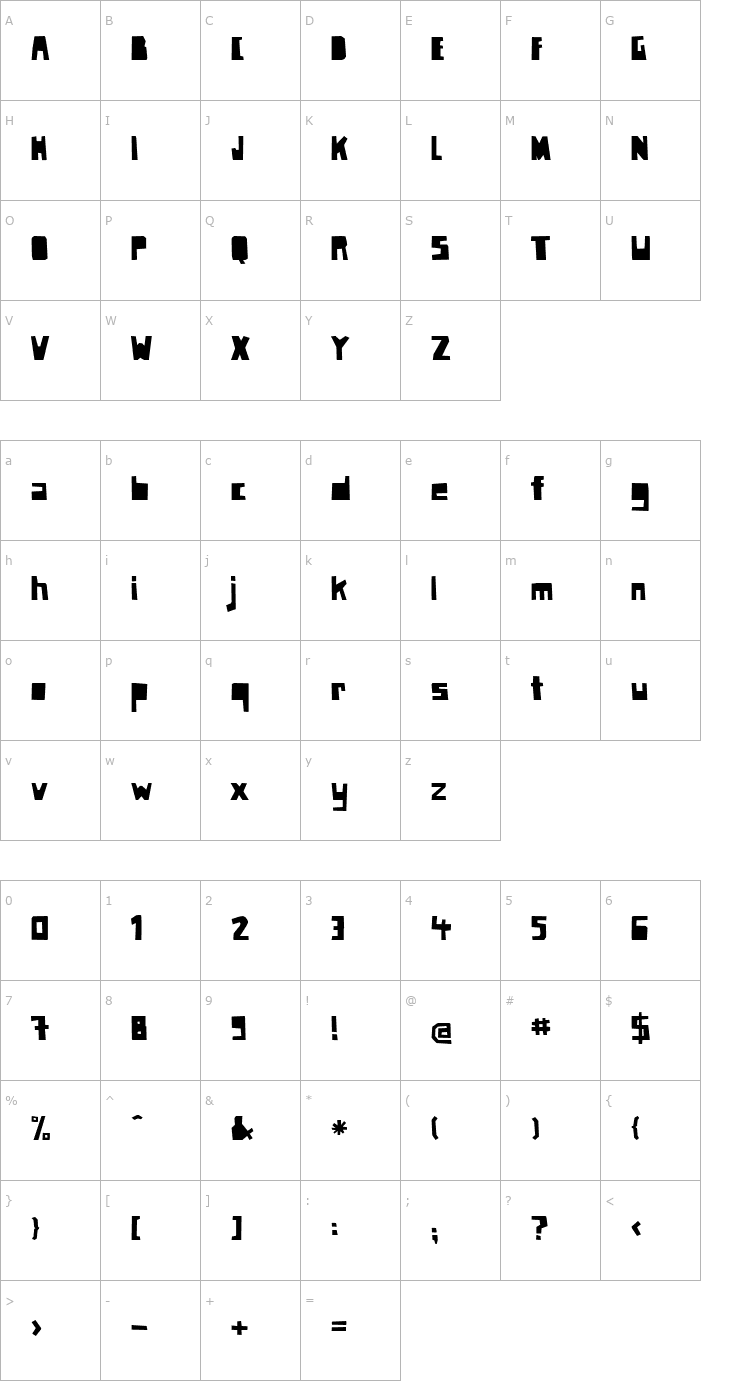 Character Map Paper Johnny Drei Font