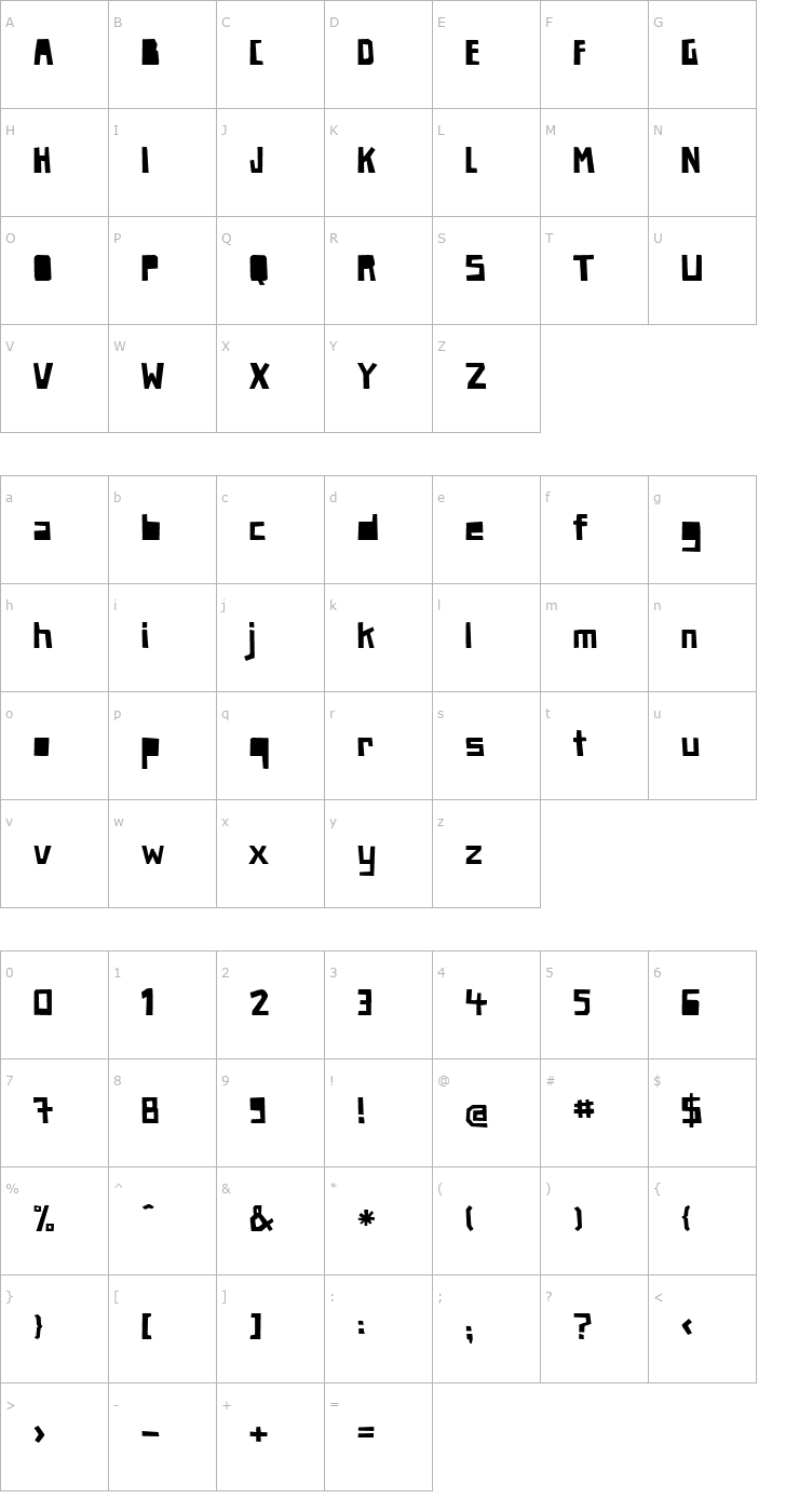 Character Map Paper Johnny Zwei Font