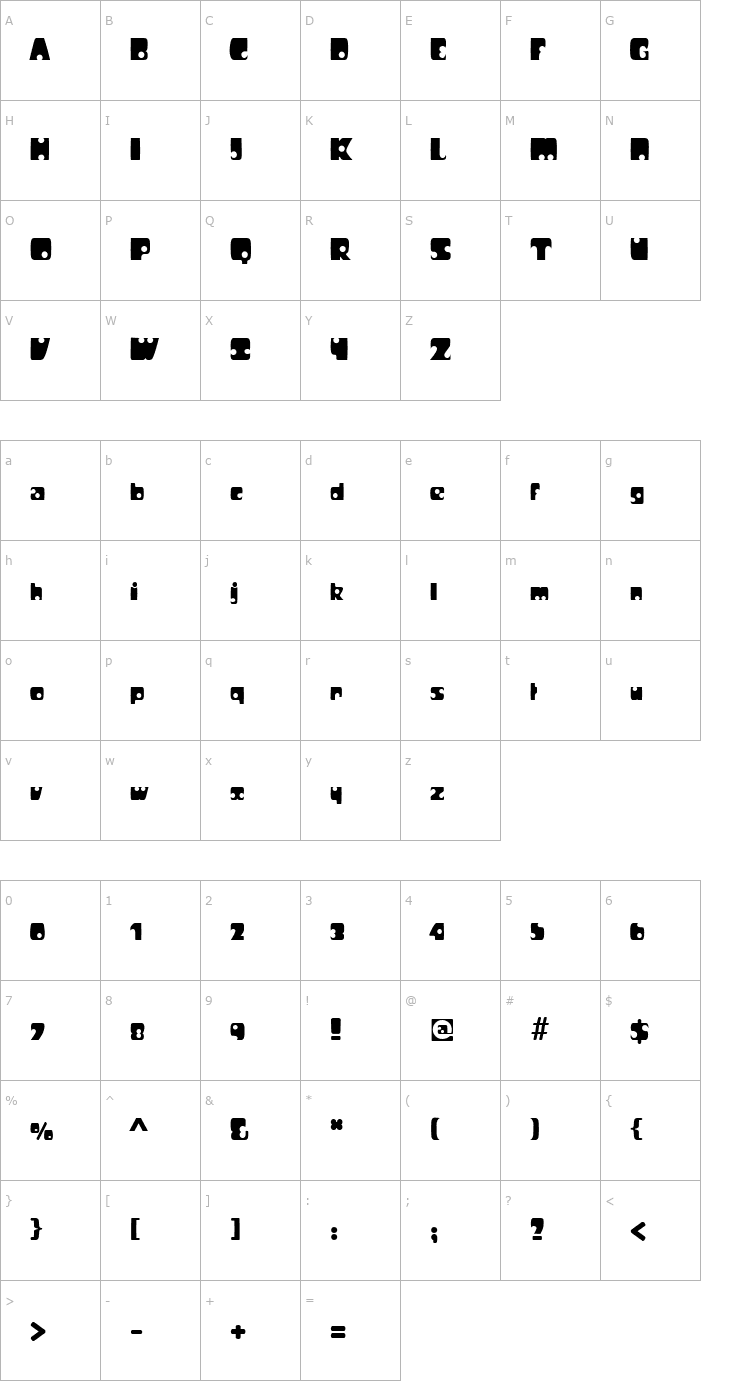 Character Map Paper Punch Font
