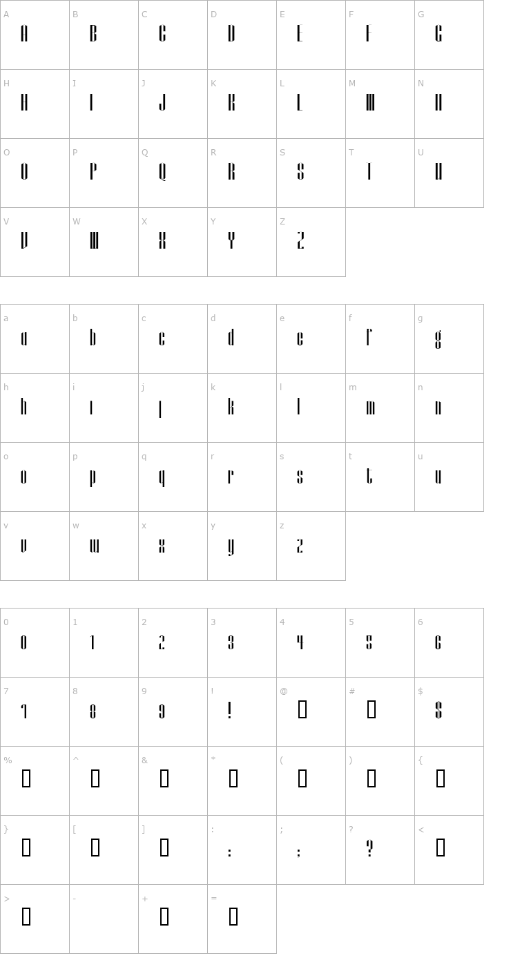 Character Map Papercut Font