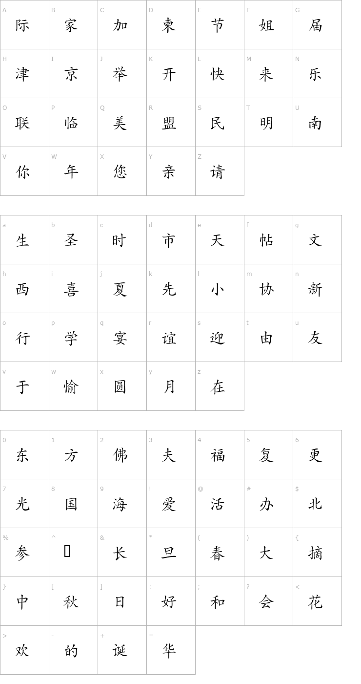 Character Map PaperTigerSSK Font