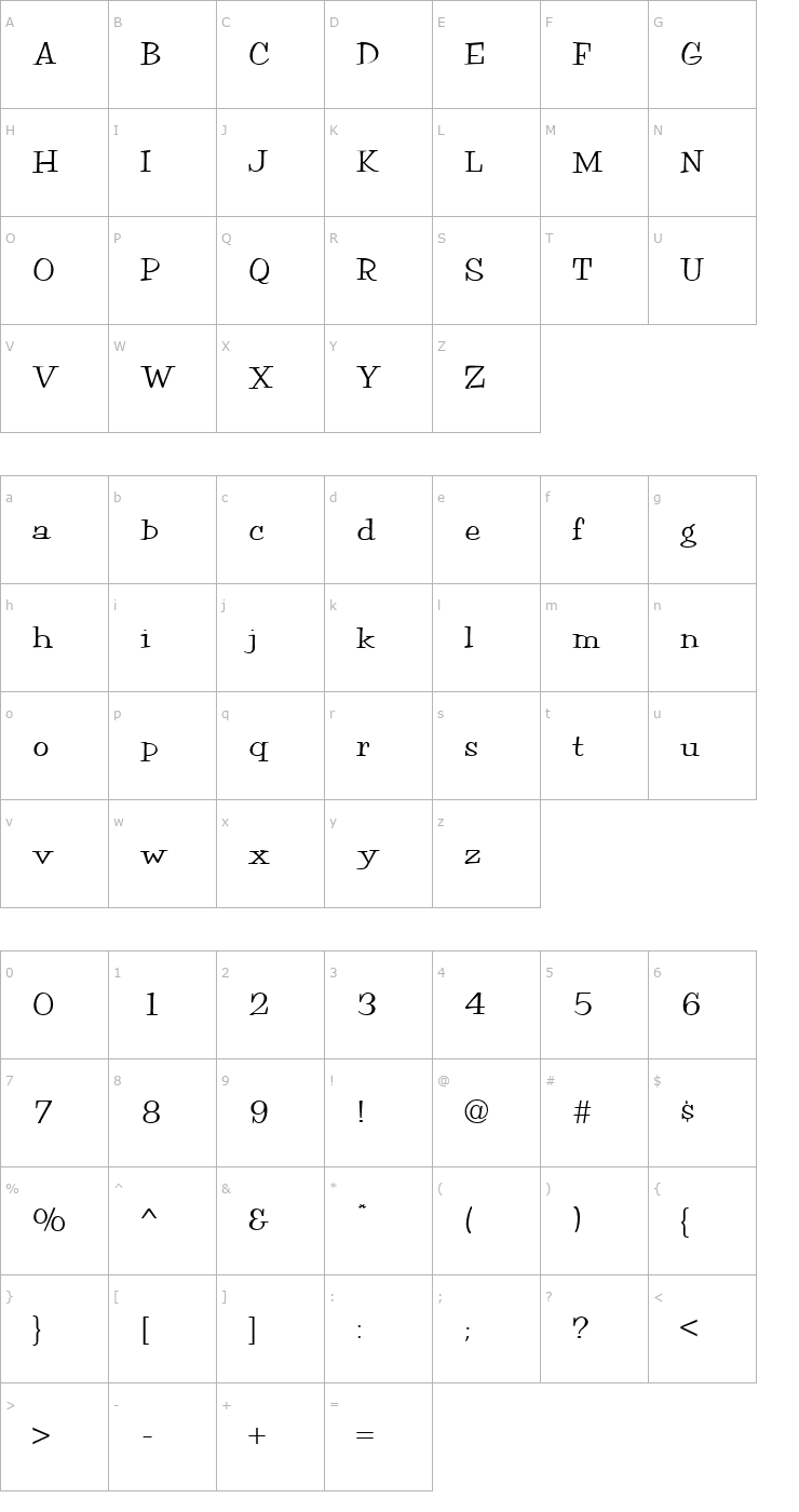Character Map Parade Font