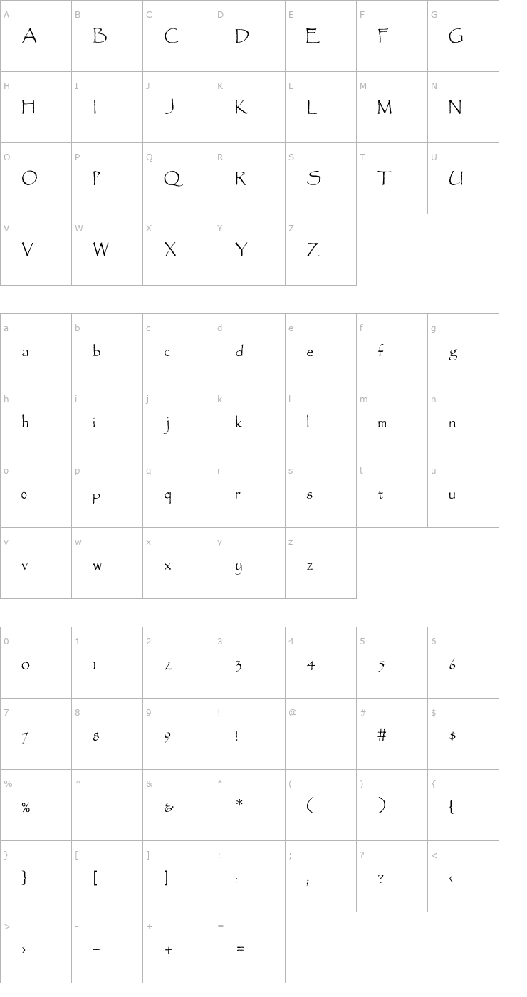 Character Map Paradox-Light Font