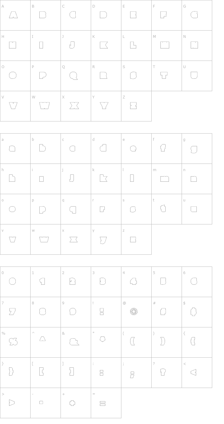 Character Map Parafuse Ultra Black Outline Font